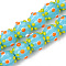 Handmade Lampwork Beads Strands, Bumpy, Corrugated Beads, Round, Light Sky Blue, 14x14x12mm, Hole: 1.5mm, about 45pcs/strand, 25.20 inch(64cm)