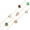 Ion Plating(IP) 316 Surgical Stainless Steel Paperclip Chains, with Mixed Stone Column Beads, Soldered, Real 18K Gold Plated, with Spool, Link: 2.5x1x0.3mm