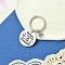 201 Stainless Steel & Alloy Keychain, with Alloy Rings, Flat Round, Antique Silver & Stainless Steel Color, 5.5cm