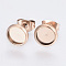 Flat Round 304 Stainless Steel Stud Earring Settings, Rose Gold, Tray: 4mm
