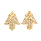 Brass Micro Pave Clear Cubic Zirconia Pendants, Hamsa Hand, Real 18K Gold Plated, 21.3x17x1.7mm, Hole: 1.2mm