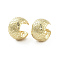 Brass Thick Cuff Earrings, Long-Lasting Plated, Cadmium Free & Lead Free, Real 18K Gold Plated, 20.5x14mm