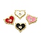 Rack Plating Brass Micro Pave Clear Cubic Zirconia Connector Charms, Heart Links with Enamel, Cadmium Free & Lead Free, Real 18K Gold Plated, Long-Lasting Plated, Mixed Color, 19.5x21.5x2mm, Hole: 1mm