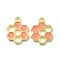 Alloy Enamel Pendants, Honeycomb Charm, Golden, Light Salmon, 19x15x1.5mm, Hole: 2mm