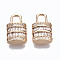 Brass Micro Pave Clear Cubic Zirconia Pendants, Cadmium Free & Nickel Free & Lead Free, Lock, Light Gold, 15x9.5x5.5mm, Hole: 4.5x3mm