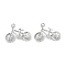 Brass Charms, Cadmium Free & Nickel Free & Lead Free, Bicycle Charm, Real Platinum Plated, 14x20x6mm, Hole: 1.6mm