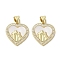 Brass Micro Pave Clear Cubic Zirconia Pendants, Cadmium Free & Lead Free, with Shell, Real 18K Gold Plated, Human, Heart, 18x16.5x2.5mm, Hole: 3.5x5mm