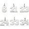 6Pcs 6 Style 316 Surgical Stainless Steel Charms, with Jump Rings, Nember, Stainless Steel Color, 12~14x8~17x2mm, Hole: 4mm, 1pc/style 