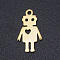 201 Stainless Steel Laser Cut Pendants, Robot, Golden, 17.5x10x1mm, Hole: 1.4mm