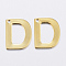 304 Stainless Steel Charms, Letter.D, Real 18K Gold Plated, 11x9x0.8mm, Hole: 1mm