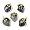 Natural Labradorite Pendants, with Brass Finding and Cubic Zirconia, Straberry Shape Charms, Wing, Cross, Faceted, 25.5x18x7.5mm, Hole: 1.6mm