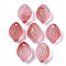 Transparent Spray Painted Glass Charms, with Golden Foil, Textured, Lemon, Red, 14x10x9mm, Hole: 1mm