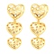 Hollow Heart Rack Plating Brass Dangle Stud Earrings, Long-Lasting Plated, Lead Free & Cadmium Free, Real 18K Gold Plated, 46x17mm