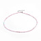 Natural Strawberry Quartz Beaded Necklaces, with Brass Findings, Round, Faceted, Platinum, 16.3 inch(41.5cm), beads: 2.5mm