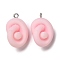 Resin Pendants, with Iron Findings, Imitation Food, Twisted Candy, Pink, 25x17x13mm, Hole: 2mm