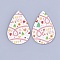 PU Leather Big Pendants, Christmas Theme, Teardrop, Colorful, 56x37x1.5mm, Hole: 1.2mm