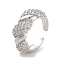 Twist Brass Micro Pave Clear Cubic Zirconia Open Cuff Ring for Women, Cadmium Free & Lead Free, Platinum, 10mm, Inner Diameter: Adjustable