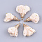 Iron Pendants, with Chiffon, Flower, Golden, PeachPuff, 23~28x20~30mm, Hole: 1~3mm