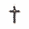 Natural Black Onyx(Dyed & Heated) Faceted Round Copper Wire Wrapped Pendants, Cross Charms, Light Gold, 38x23x5mm, Hole: 2.5mm