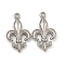 Non-Tarnish 304 Stainless Steel Pendants, Fleur De Lis Charm, Stainless Steel Color, 22x13x2mm, Hole: 1.5mm