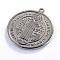 Non-Tarnish 304 Stainless Steel Pendants, Two-Sided Flat Round with San Benito, Stainless Steel Color, 50x45.5x2.5mm, Hole: 3mm