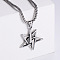 Vintage Stainless Steel Pentagram Lightning Bolt Pendant Necklaces for Men, Stainless Steel Color