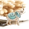 Alloy Rhinestone Keychain, with Enamel, Elephant, Turquoise, Pendant: 70x75mm