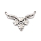Tarnish Resistant 304 Stainless Steel Chandelier Components Links, Wing with Heart & Flower, Stainless Steel Color, 36x47x3mm, Hole: 1.5mm and 2mm