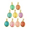 Rack Plating Brass Enamel Pendants, Cadmium Free & Lead Free, Real 18K Gold Plated, Long-Lasting Plated, Oval with Virgin Mary Pattern, Mixed Color, 19x13x3mm, Hole: 3.5x4.5mm