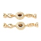 Brass Micro Pave Clear Cubic Zirconia Fold Over Clasps, Cadmium Free & Nickel Free & Lead Free, with Natural Tiger Eye, Oval, Real 18K Gold Plated, 56mm