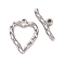 Non-Tarnish 304 Stainless Steel Toggle Clasps, Wavy Heart, Stainless Steel Color, Heart: 26.5x20.5x3mm, Hole: 1.8mm, Bar: 27x8.5x3.5mm, Hole: 2mm