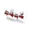 Christmas Theme Brass Stud Earrings, Platinum, Bowknot, 6x10.5mm