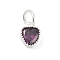 Brass Micro Pave Cubic Zirconia Pendants, Heart Charms, Rack Plating, Long-Lasting Plated, with Jump Ring, Purple, 9x7x3.5mm