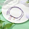 Flower & Bear Alloy Enamel Charm Bracelets, Waxed Cotton Cord Braided Bead Bracelets for Women, with Acrylic Bead, Golden, Medium Purple, Inner Diameter: 3/4~3-7/8 inch(2~9.7cm)