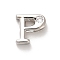 Rack Plating Brass Cubic Zirconia Beads, for Personalized Name Necklaces Making, Long-Lasting Plated, Lead Free & Cadmium Free, Alphabet, Letter P, 12x12.5x4.8mm, Hole: 2.5mm