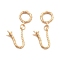 Brass Hook and S-hook Clasps, Nickel Free, Textured, U Shaped, for Half Drilled Beads, Real 18K Gold Plated, Ring: 12.5x9x2mm, U Bar: 15x13x5mm, Pin: 0.8mm