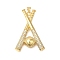 Rack Plating Brass Micro Pave Cubic Zirconia Pendants, Long-Lasting Plated, Lead Free & Cadmium Free, Baseball Charms, with Jump Ring, Real 18K Gold Plated, 39x26x8mm, Hole: 4x3mm