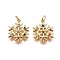 Brass Micro Pave Cubic Zirconia Pendants, with Enamel and Jump Ring, Christmas, Snowflake, Golden, 19x15x2.3mm, Hole: 3mm