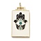 Brass Micro Pave Cubic Zirconia Pendant with Enamel, Cadmium Free & Nickel Free & Lead Free, Rectangle, White, 45.5x25.5x2.5mm, Hole: 4.5mm