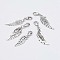 Alloy Pendants, Wing, with Brass Lobster Claw Clasps, Antique Silver, 35.5~47mm