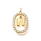 Brass Micro Pave Cubic Zirconia Pendants, Cadmium Free & Nickel Free & Lead Free, Real 18K Gold Plated, Oval with Letter Charms, Letter W, 18.5x11x3.5mm, Hole: 2x1.5mm