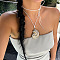 Bohemian Style Alloy Conch Shell Shaped Pendant Waxed Cord Wrap Necklaces for Women, White, Golden, 15.75 inch(40cm)