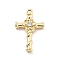 Alloy Rhinestone Pendants, UV Plated, Cross, Golden, 26.5x17x5mm, Hole: 1.8mm