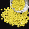 6/0 Glass Bugle Beads, Opaque Colours, Yellow, 6/0 3.5~5x3.5~4mm, Hole: 1mm, about 4500pcs/bag