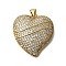 Rack Plating Brass Micro Pave Cubic Zirconia Pendants, Long-Lasting Plated, Lead Free & Cadmium Free, Heart Charms, Real 18K Gold Plated, 26x24x5mm, Hole: 4x3mm