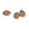 Natural White Agate Pendants, Oval Charms with Golden Brass Slices, Flower, 23~24x14~16mm