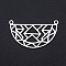 Non-Tarnish 201 Stainless Steel Pendants, Filigree Joiners Findings, Laser Cut, Half Round with Geometric Figure, Stainless Steel Color, 18x31x1mm, Hole: 1.4mm