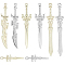 32Pcs 8 Style Rack Plating Alloy Big Pendants, Cadmium Free & Nickel Free & Lead Free, Sword and Knife, Platinum & Golden, 31~70x9~13x3~4mm, Hole: 1.5~2mm, 4pcs/style