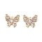 Glass Pendants, with Brass Findings, Butterfly, Real 18K Gold Plated, 14x16x3mm, Hole: 1.4mm