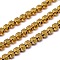 Electroplate Non-magnetic Synthetic Hematite Beads Strands, Hexagon, Golden Plated, 4x4mm, Hole: 1mm, about 97pce/strand, 15 inch